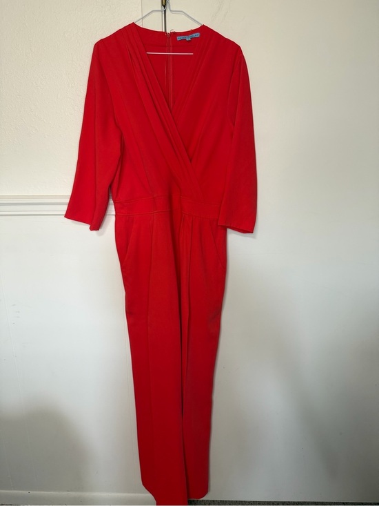 ANTONIO MELANI Pants - ANTONIO MELANI Red Wrap V-Neck Jumpsuit size 12